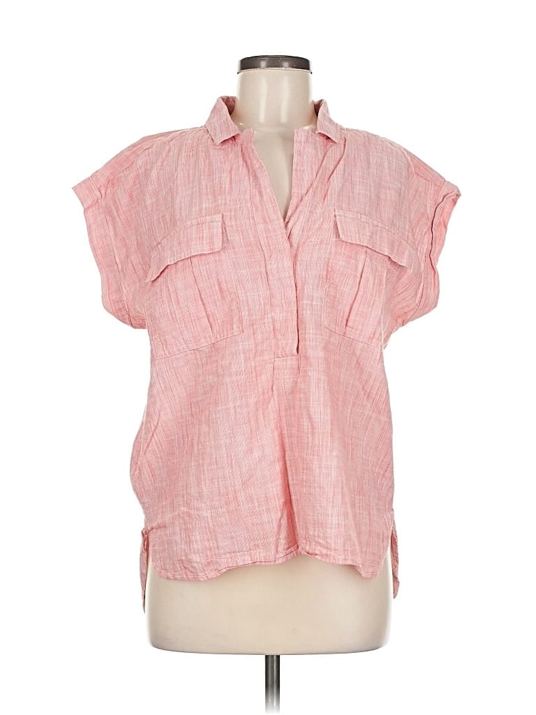 Pre-owned Ann Taylor Loft Short Sleeve Blouse In Pink