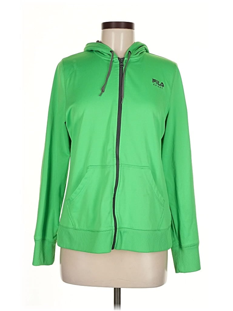 Pre-owned Fila Sport Zip Up Hoodie In Green
