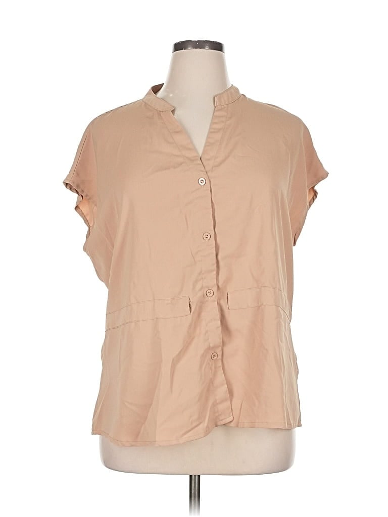 Pre-owned Chicme Short Sleeve Blouse In Brown