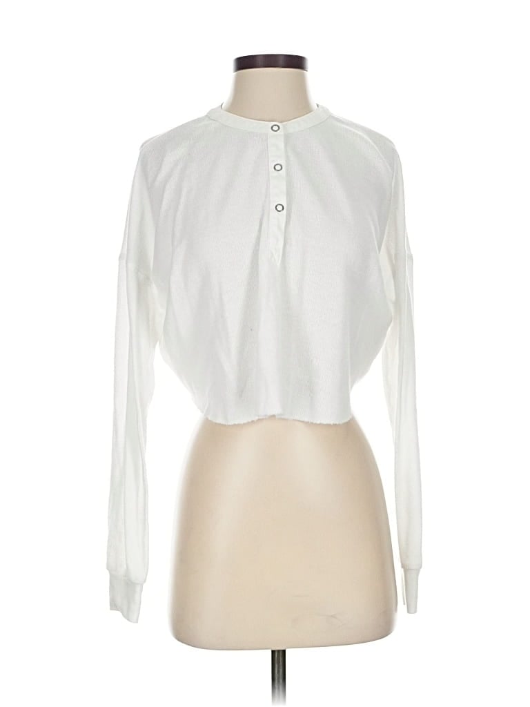 Pre-owned Out From Under Long Sleeve Henley Shirt In White