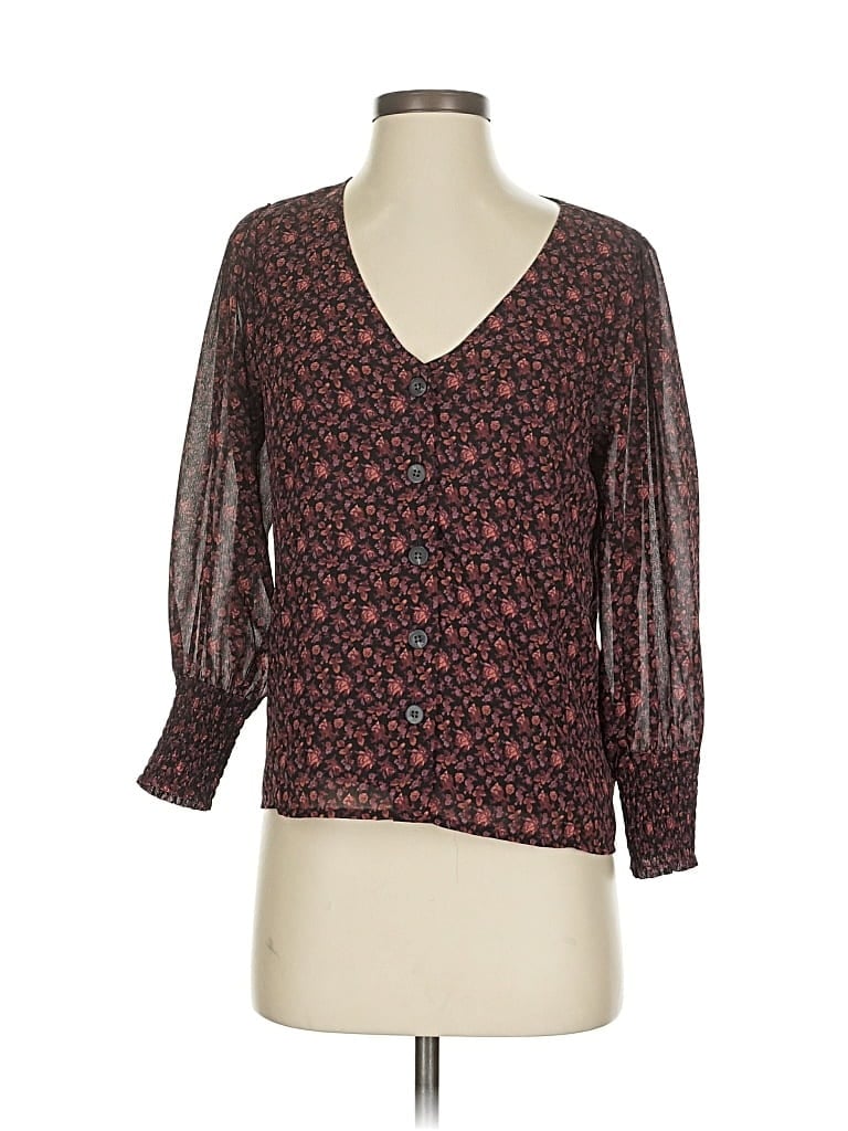 Pre-owned Madewell 3/4 Sleeve Blouse In Brown