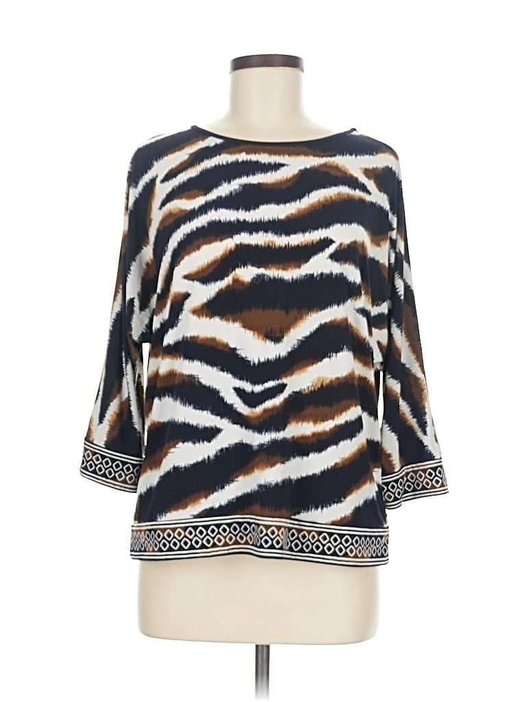 Pre-owned Alfred Dunner 3/4 Sleeve Top Blue Boatneck Tops