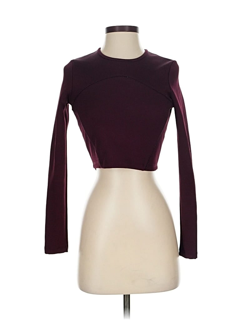 Pre-owned Zara W&b Collection Long Sleeve Top Burgundy Turtleneck Tops