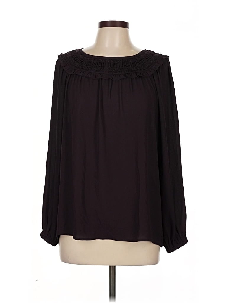 Pre-owned Ann Taylor Loft Long Sleeve Blouse In Black