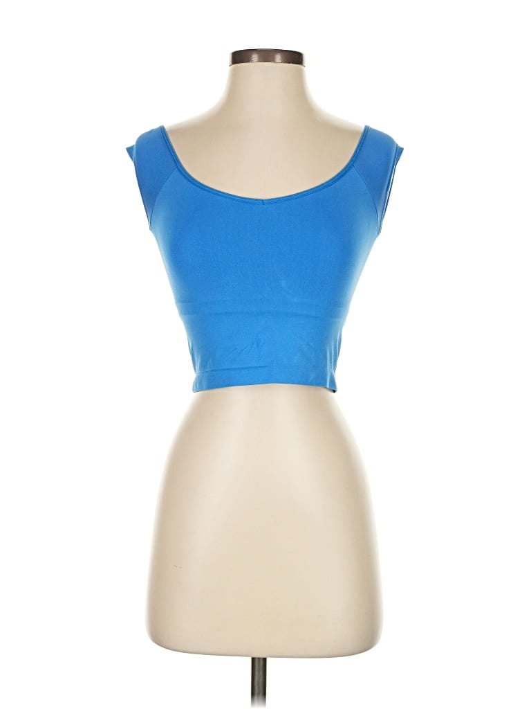 Pre-owned Out From Under Short Sleeve Top Blue Strapless Neckline Tops