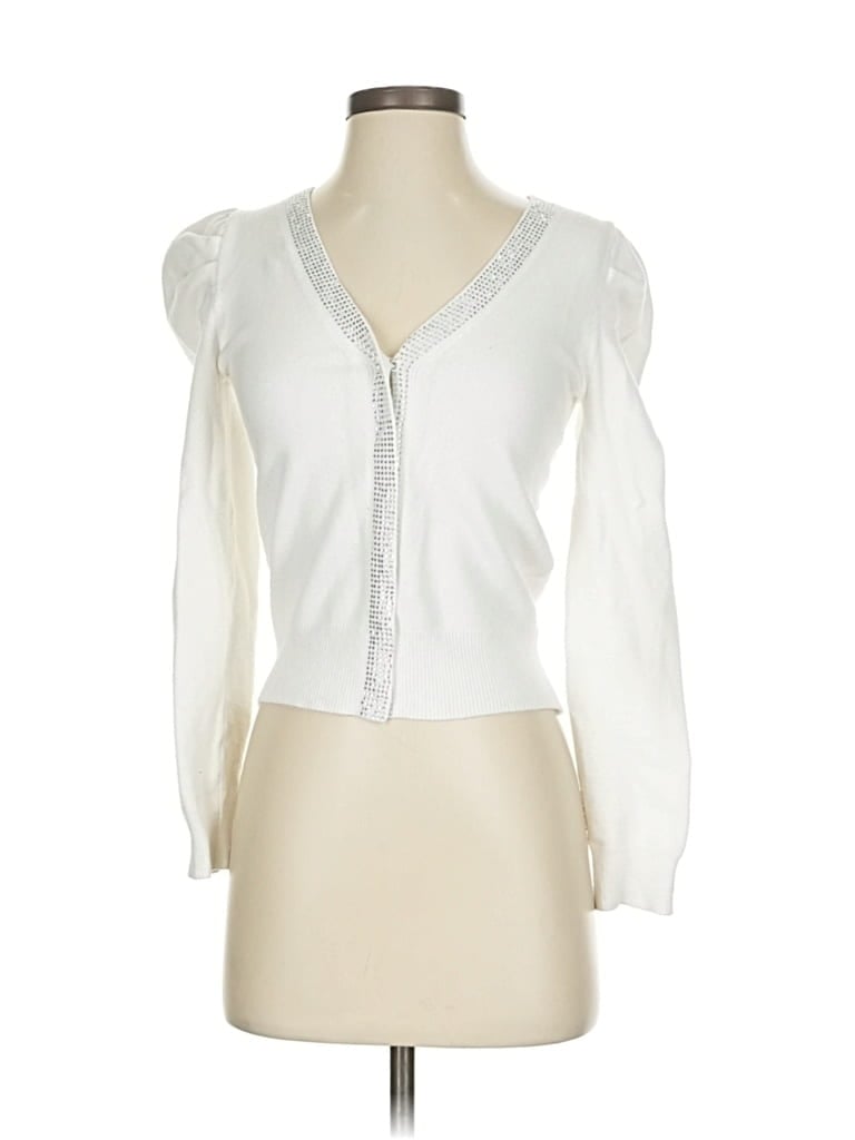 Pre-owned Truth By Republic Cardigan Sweater In White