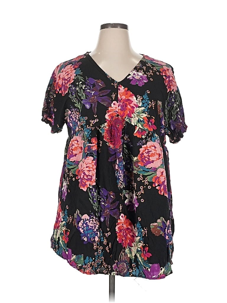 ANDREE BY UNIT Pre-owned Short Sleeve Blouse In Black