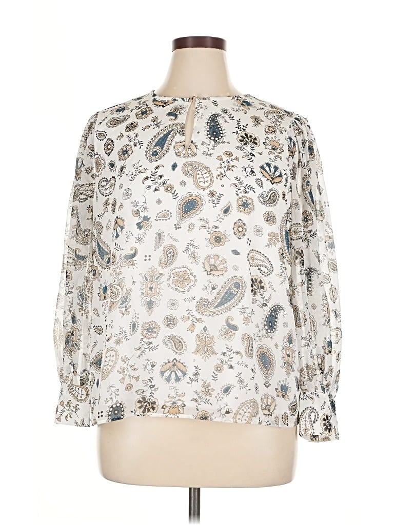 Pre-owned Ann Taylor Long Sleeve Blouse In White