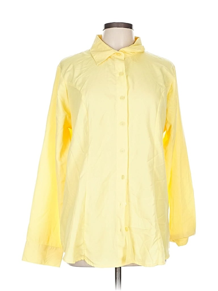 Pre-owned Ashley Stewart Long Sleeve Button Down Shirt In Yellow