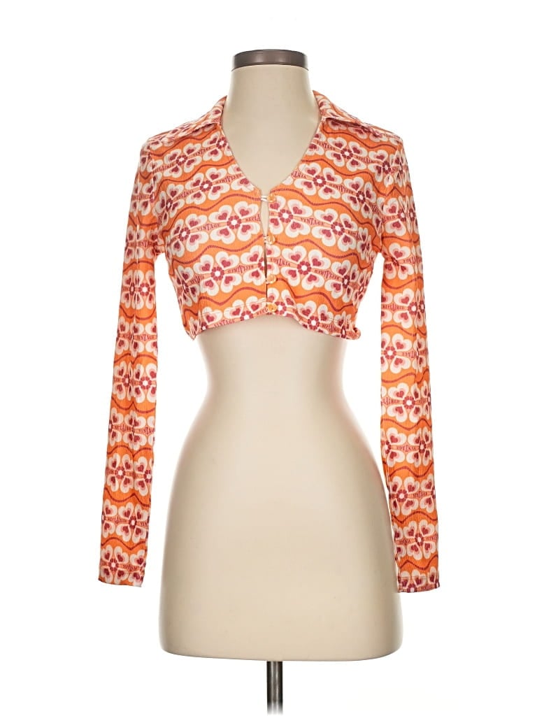 Pre-owned Reclaimed Vintage 3/4 Sleeve Blouse In Orange