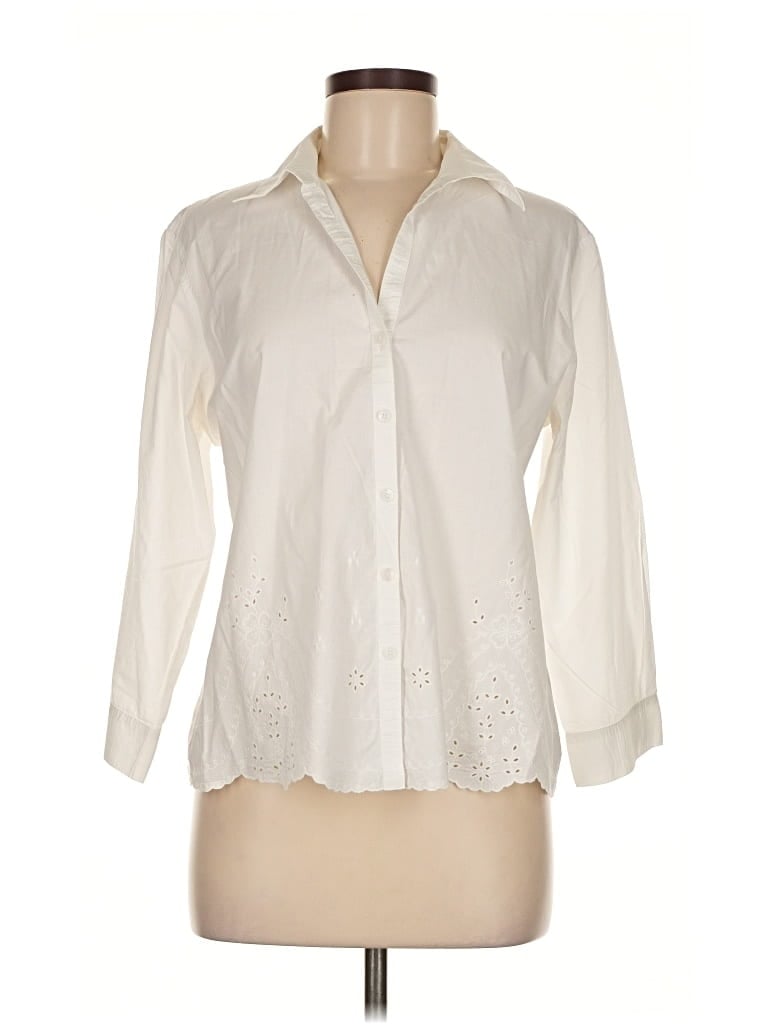 Click to view more detailed imagery on our partner's website Pre-owned Talbots 3/4 Sleeve Button Down Shirt In White
