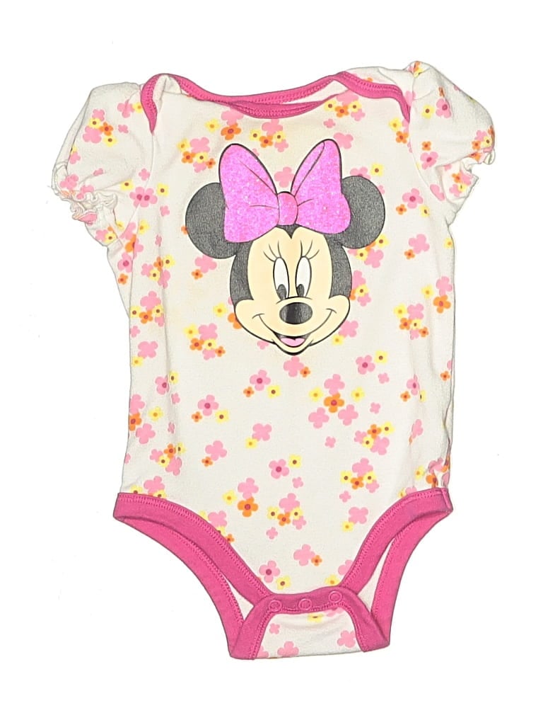Click to view more detailed imagery on our partner's website Pre-owned Disney Baby Babies' Short Sleeve Onesie In Pink