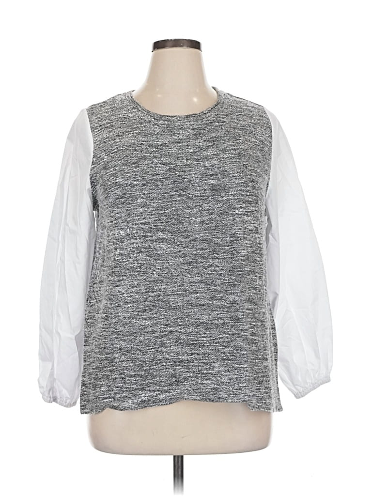 LANE BRYANT Pre-owned 3/4 Sleeve Top Silver Crew Neck Tops