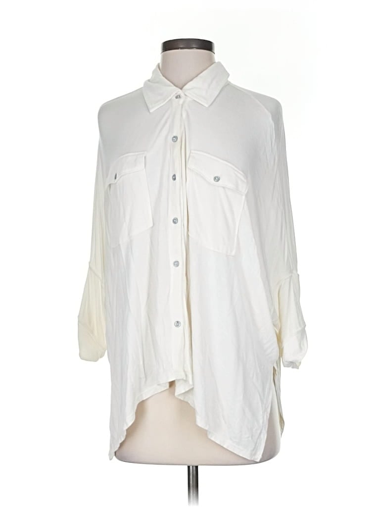 WE THE FREE Pre-owned 3/4 Sleeve Button Down Shirt In White