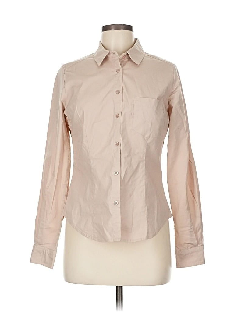 Pre-owned Active Usa Long Sleeve Button Down Shirt In Brown