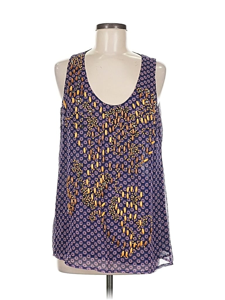 Click to view more detailed imagery on our partner's website Pre-owned Nanette Lepore Sleeveless Silk Top Blue Halter Neckline Tops