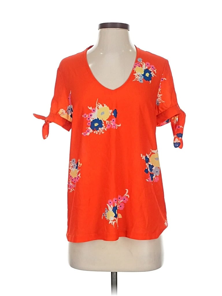 Pre-owned Modcloth Short Sleeve Blouse In Orange