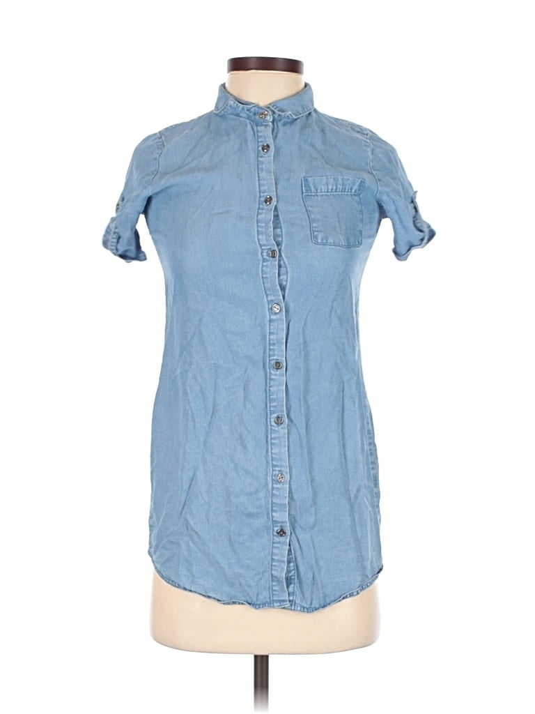 Pre-owned Copper Key Short Sleeve Button Down Shirt In Blue