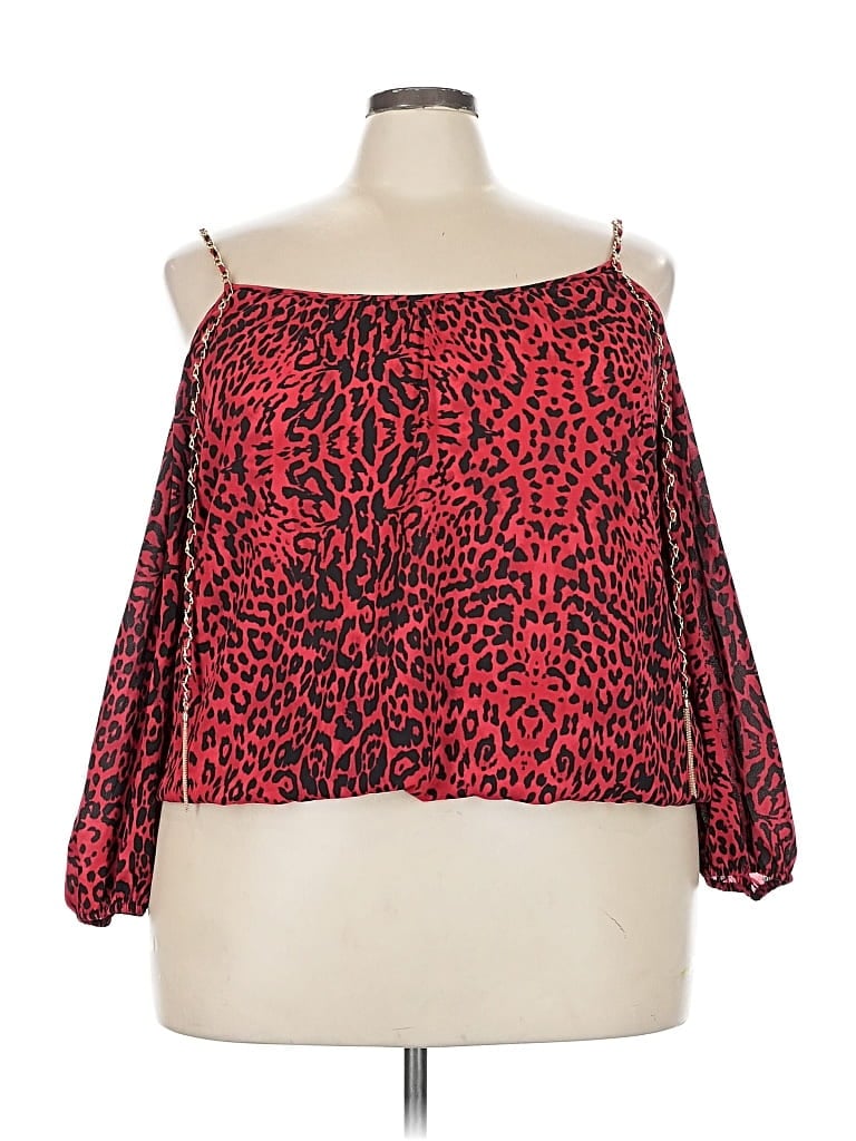 Pre-owned Inc International Concepts 3/4 Sleeve Blouse In Red