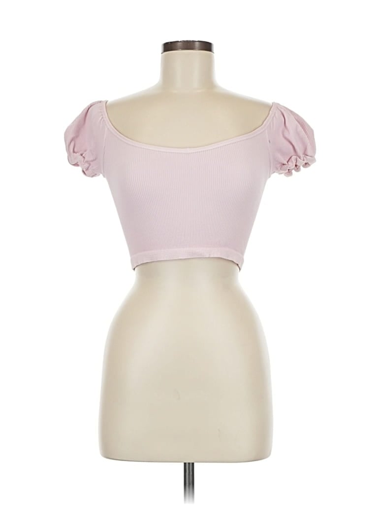 Pre-owned Fp Movement Short Sleeve Top Pink Sweetheart Neckline Tops