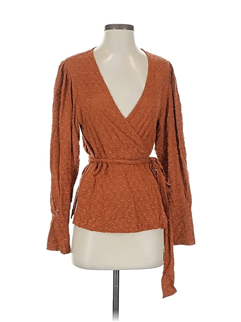 Pre-owned Bcbgmaxazria Long Sleeve Blouse In Brown