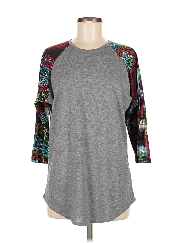 Pre-owned Lularoe 3/4 Sleeve T-shirt In Gray