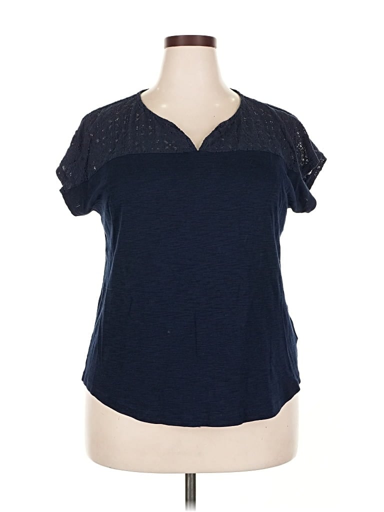 Pre-owned Chaps Short Sleeve Top Blue V Neck Tops