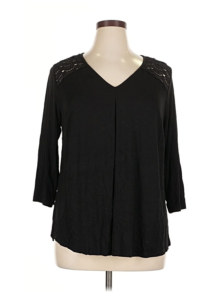 Pre-owned Daniel Rainn 3/4 Sleeve Blouse In Black