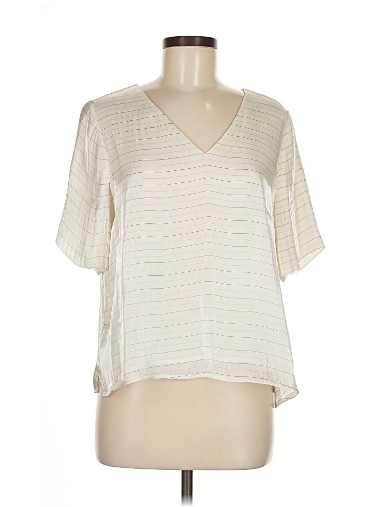Pre-owned Vince Camuto Short Sleeve Blouse In White