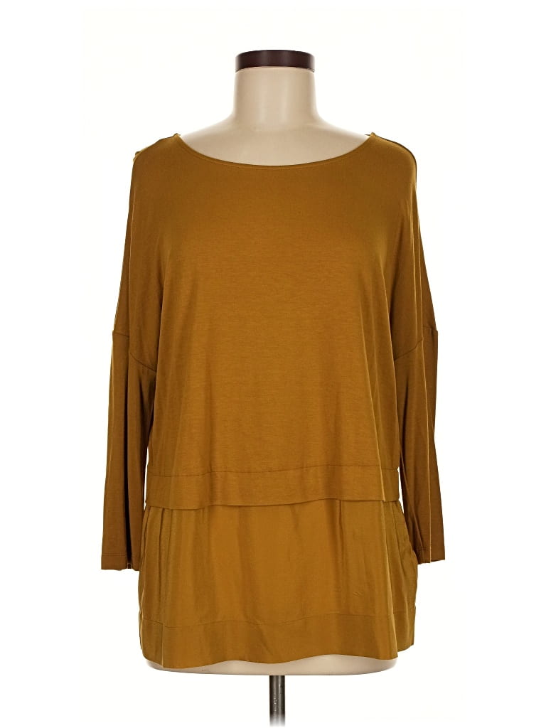 Pre-owned Hobbs London 3/4 Sleeve T-shirt In Brown