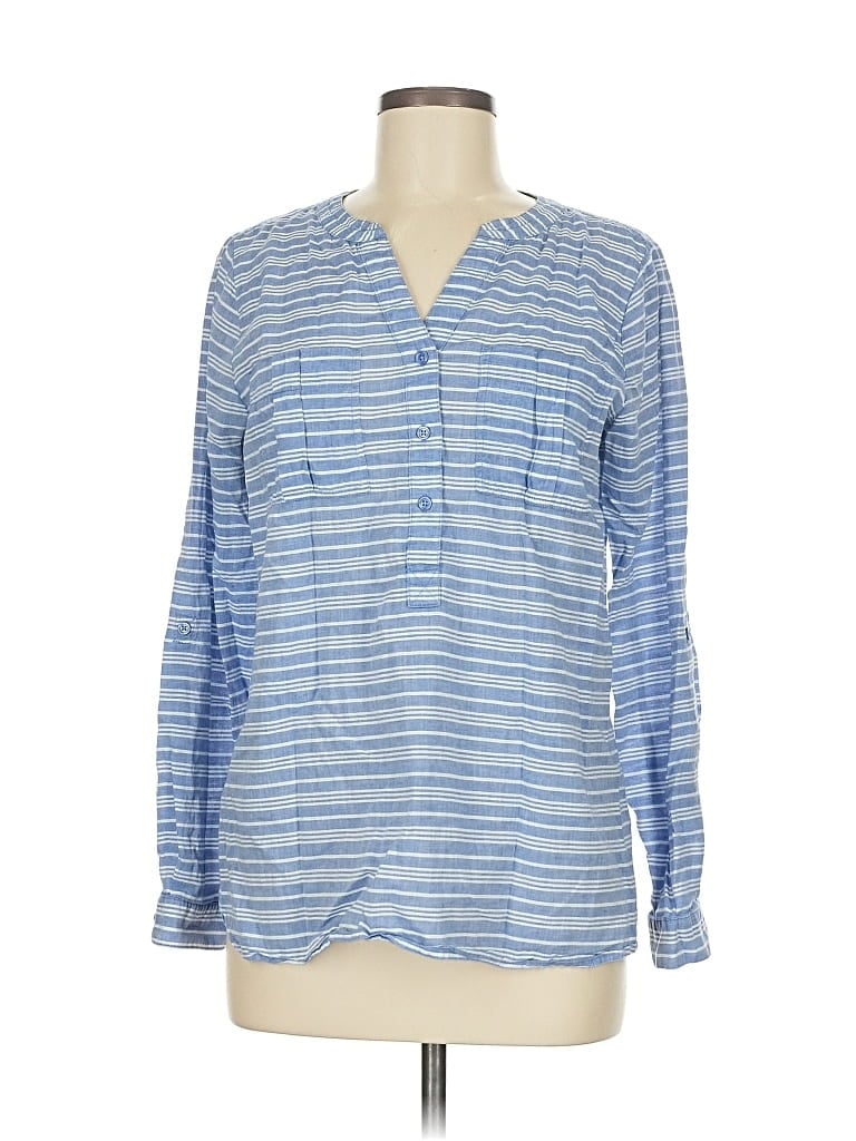 Pre-owned Gap Outlet Long Sleeve Henley Shirt In Blue
