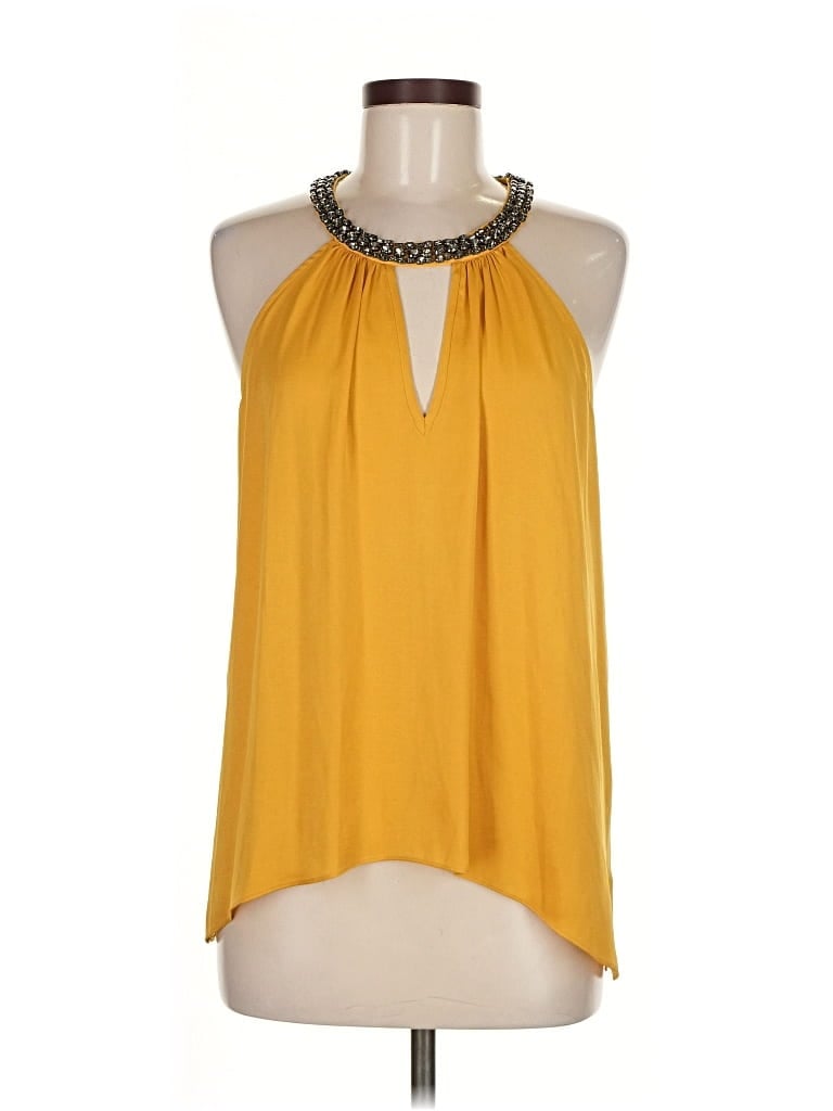 Pre-owned Bcbgmaxazria Sleeveless Blouse In Gold