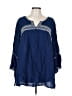 Avenue 100% Rayon Blue 3/4 Sleeve Blouse Size 30 - 32 Plus - photo 1