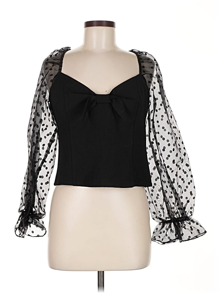 Pre-owned Lulus 3/4 Sleeve Blouse In Black