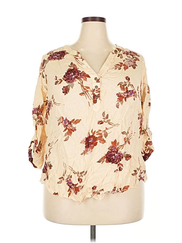 Pre-owned Torrid 3/4 Sleeve Blouse In White