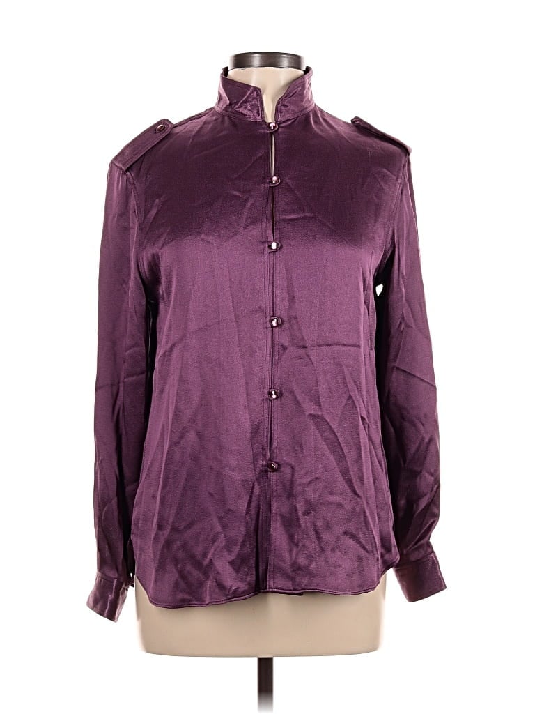 Pre-owned Saks Fifth Avenue Long Sleeve Blouse In Purple