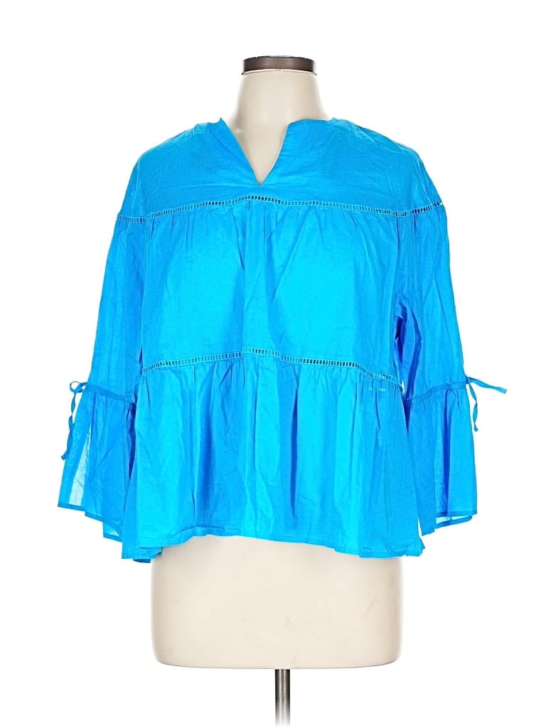 Pre-owned Marc New York Andrew Marc 3/4 Sleeve Blouse In Blue