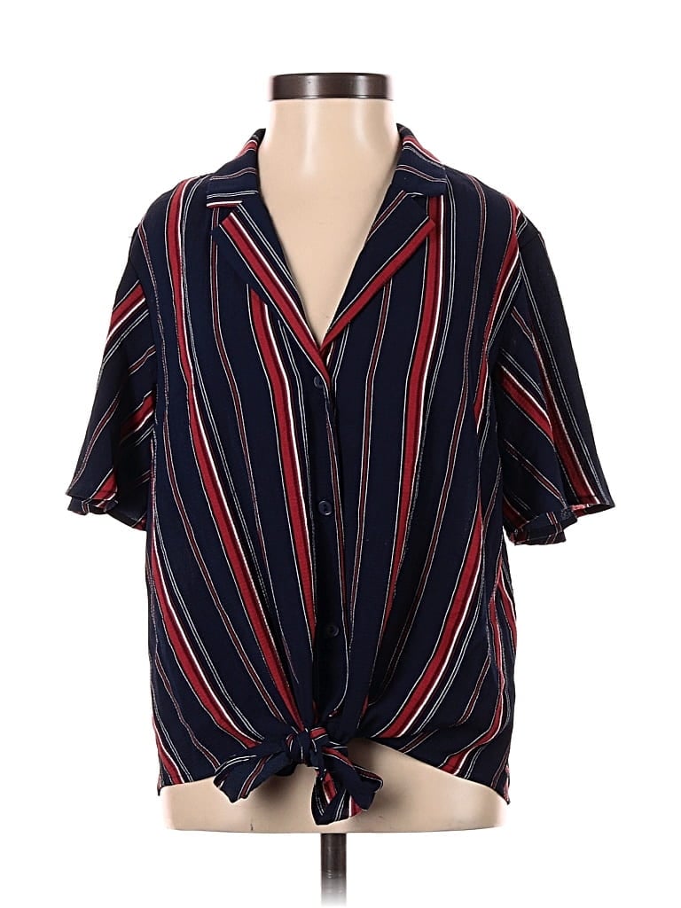 Pre-owned Monteau Short Sleeve Blouse In Blue