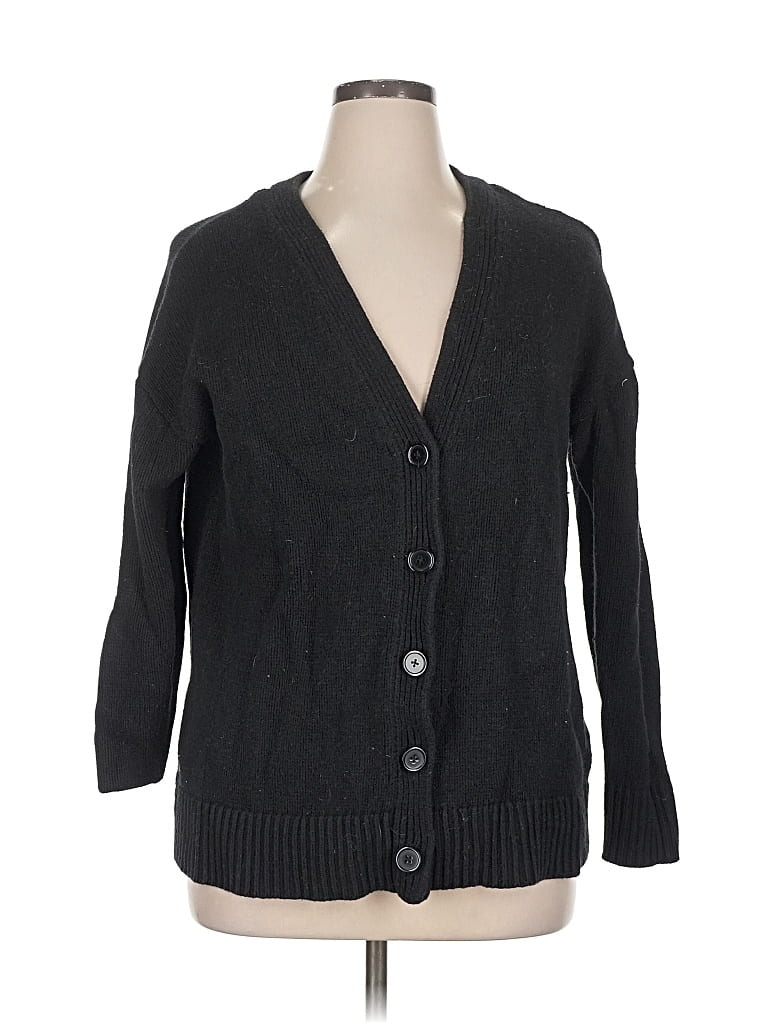 Pre-owned Lane Bryant 3/4 Sleeve Top Black Plunge Neckline Tops