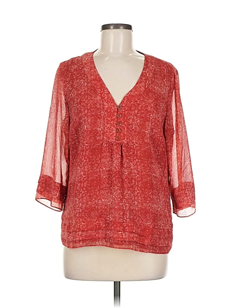 Pre-owned Coldwater Creek 3/4 Sleeve Blouse In Red