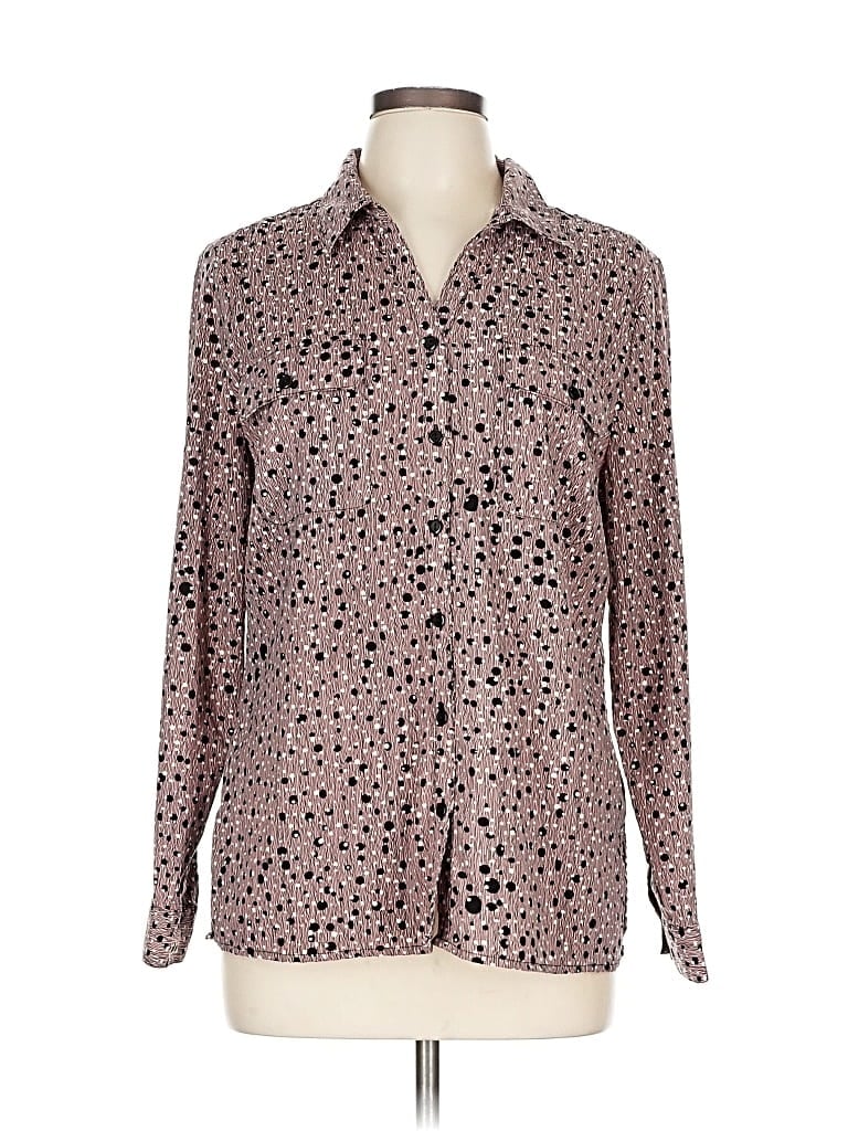 Pre-owned Kim Rogers Long Sleeve Blouse In Pink