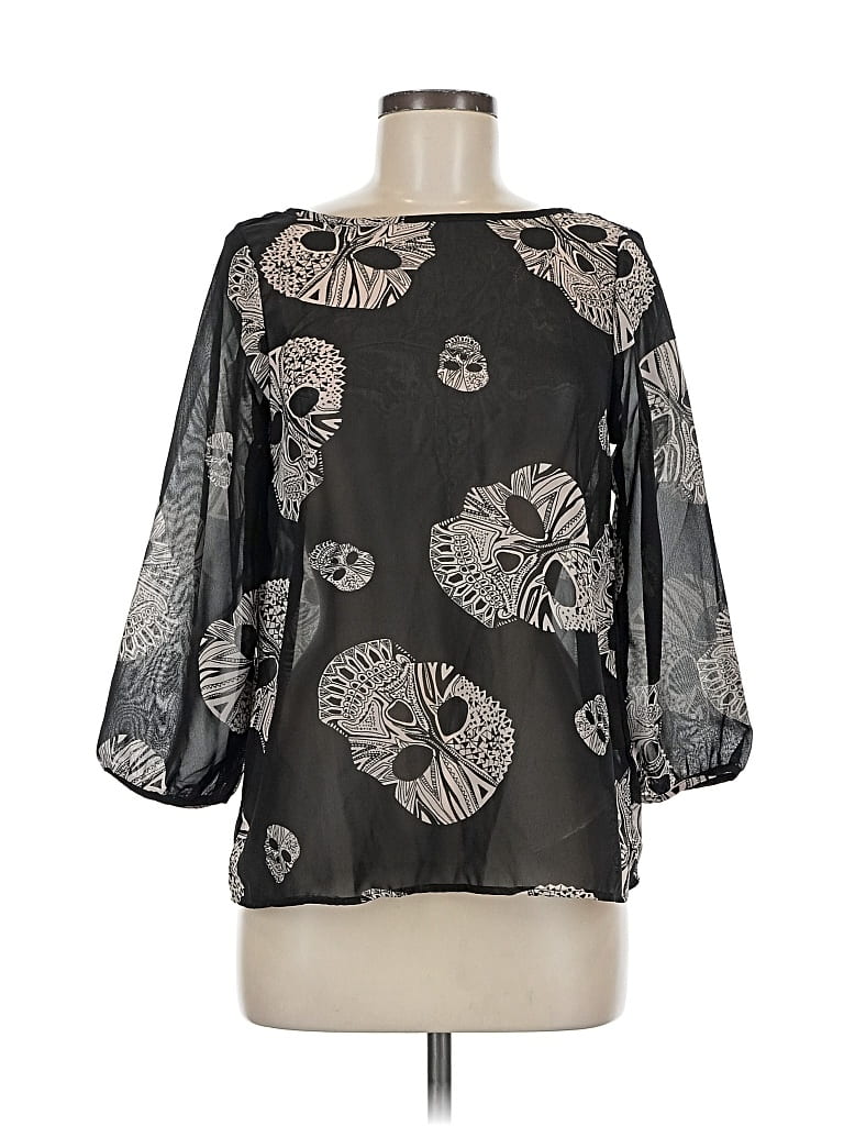 Pre-owned Assorted Brands 3/4 Sleeve Blouse In Black