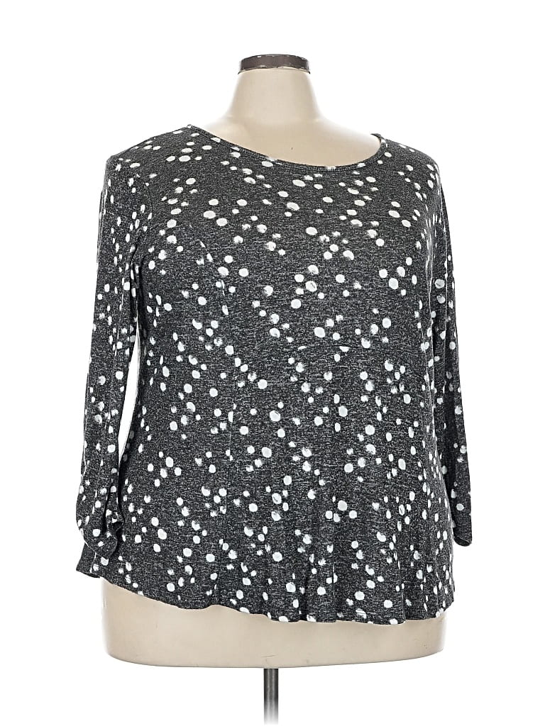 Pre-owned Studio B By Bobeau 3/4 Sleeve Top Gray Boatneck Tops