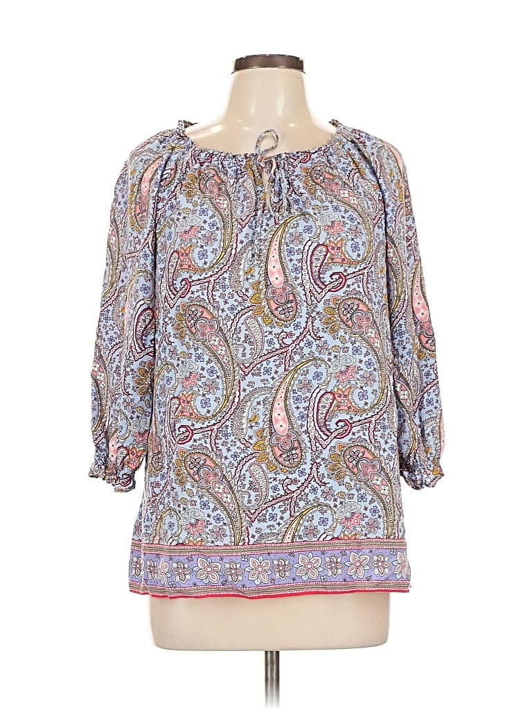 Pre-owned Talbots 3/4 Sleeve Blouse In Blue