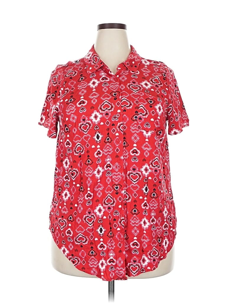 Pre-owned Torrid Short Sleeve Blouse In Red