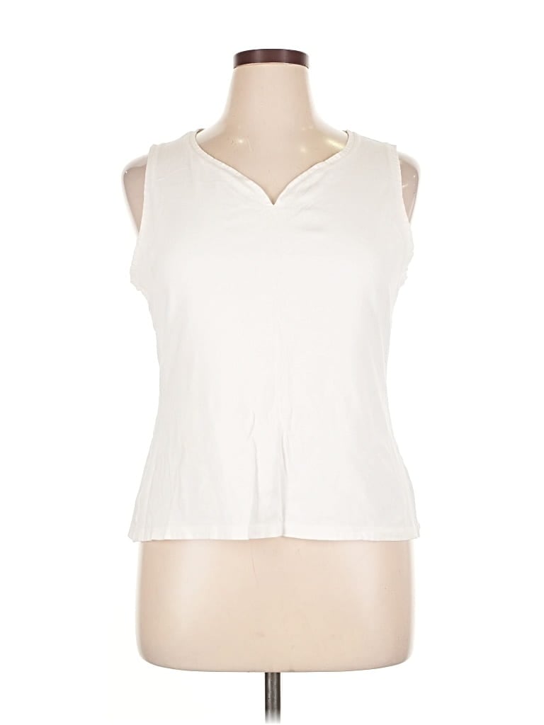 Pre-owned Ann Taylor Loft Sleeveless T-shirt In White