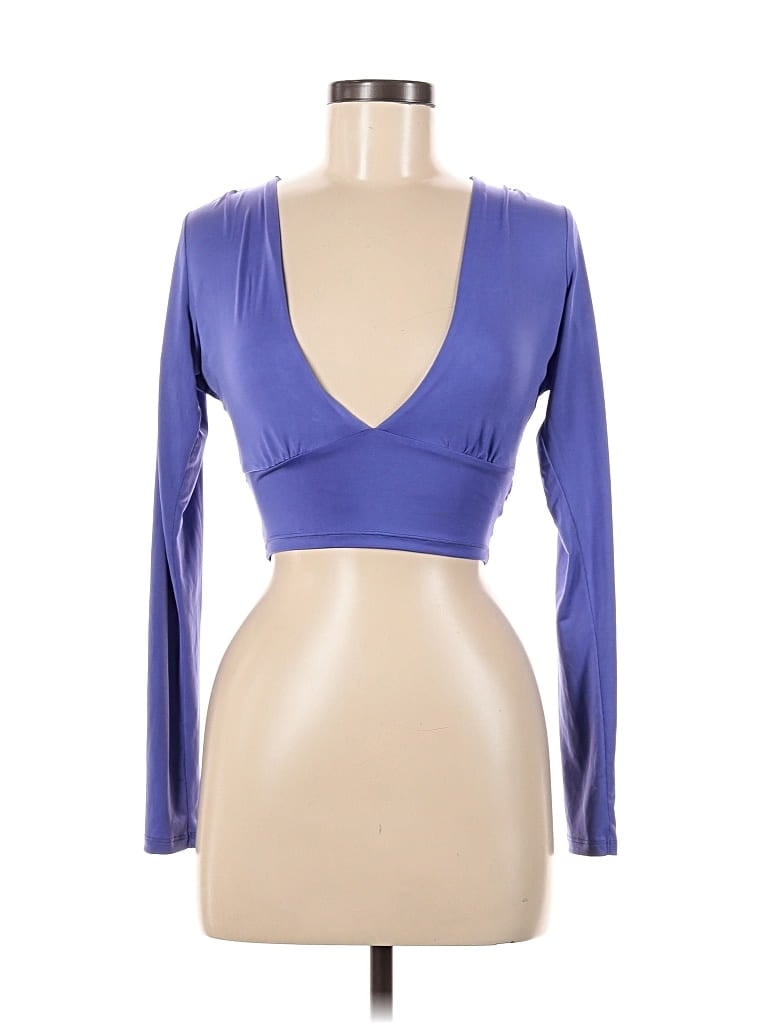 Pre-owned Urban Outfitters Long Sleeve Top Purple Plunge Neckline Tops