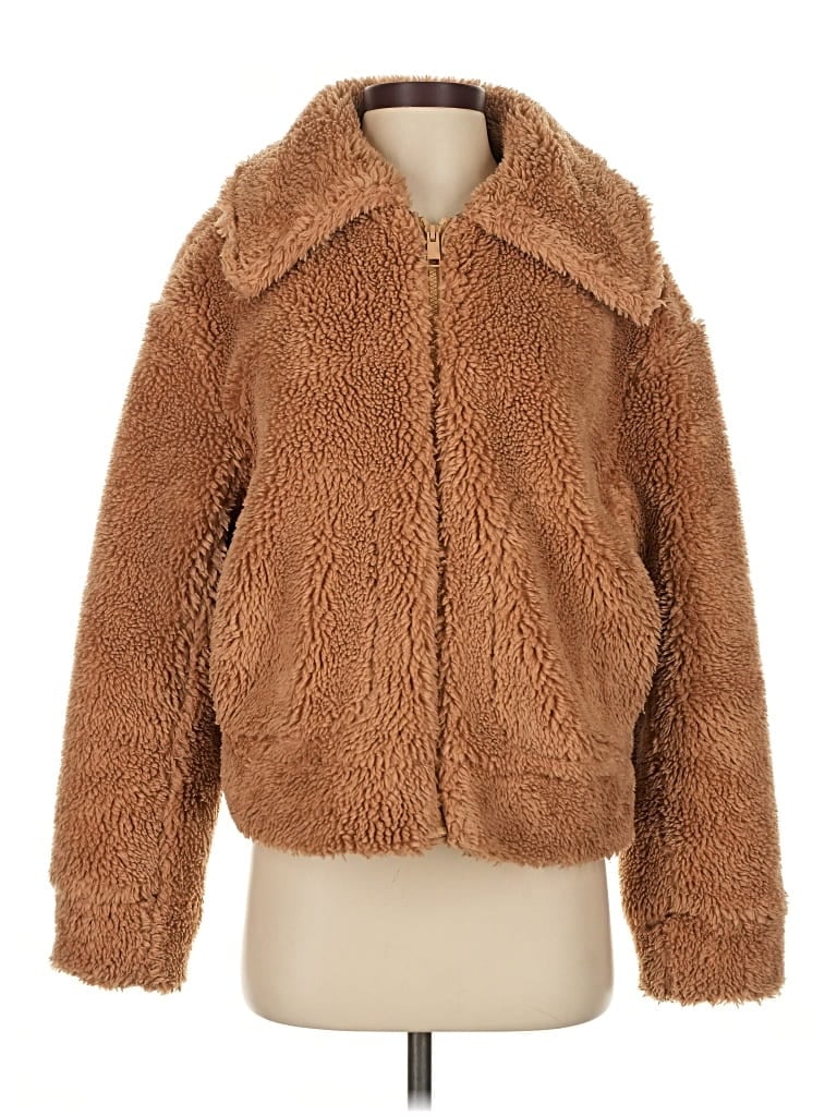 Pre-owned Carbon38 Faux Fur Jacket In Brown