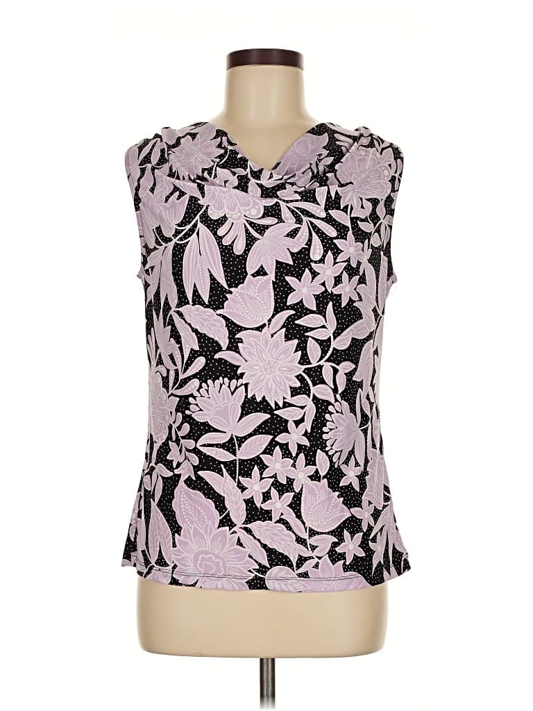 Pre-owned Black Label By Evan Picone Sleeveless Blouse In Purple