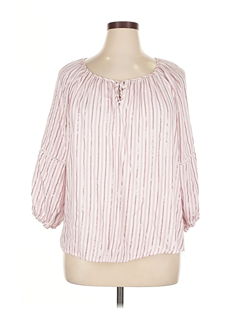 Pre-owned Adrienne Vittadini 3/4 Sleeve Blouse In Pink